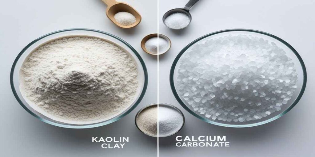 kaolin clay vs calcium carbonate